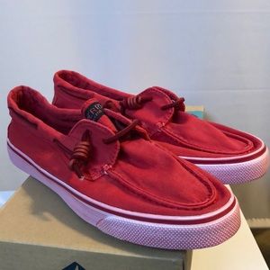 NWOT. Red Canvas Sperry. Women Size 9.